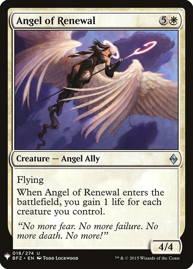 Angel of Renewal - The List (PLST)