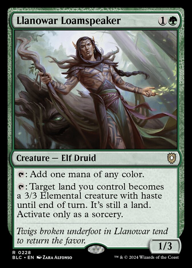 Llanowar Loamspeaker (228) - Bloomburrow Commander (BLC)