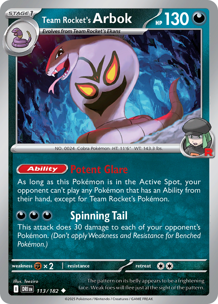 Team Rocket's Arbok (113/182) - Destined Rivals (DRI)
