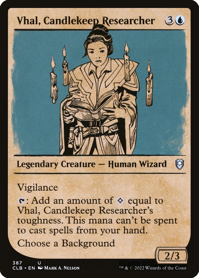 Vhal, Candlekeep Researcher (387) - Commander Legends: Battle for Baldur's Gate (CLB)