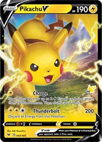 Pikachu V - 043/185 (#60 Pikachu Stamped) (43) - Battle Academy 2022 (BA22)