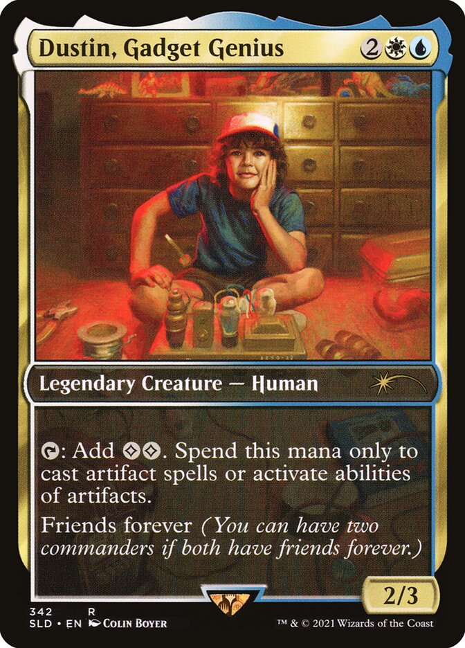 Dustin, Gadget Genius - Hargilde, Kindly Runechanter (342) - Secret Lair Drop (SLD)