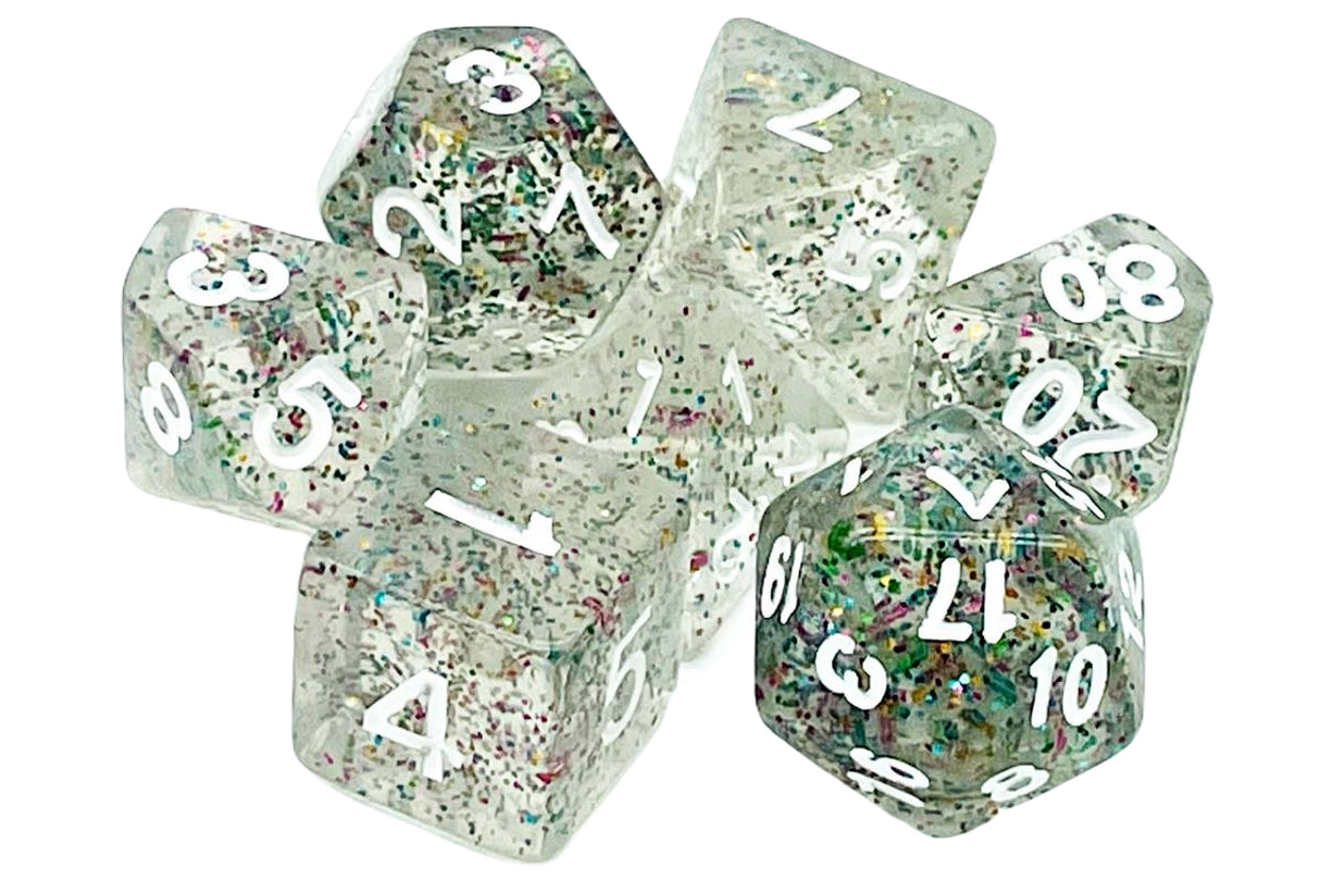 Old School 7 Piece DnD RPG Dice Set: Vorpal - Lilac & Light Blue w/ Gold