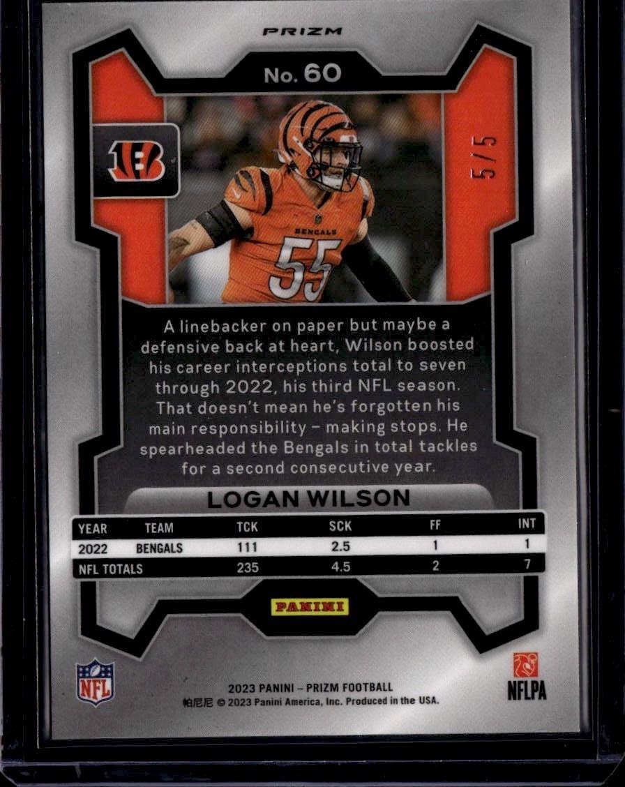 2023 Panini Prizm #60 Logan Wilson Gold Vinyl /5