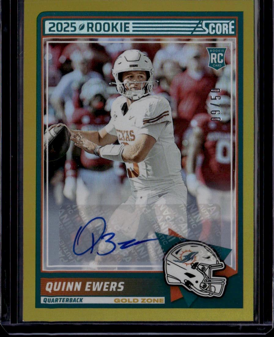 2025 Score #75 Quinn Ewers Base Rookie Signatures Gold Zone #/50