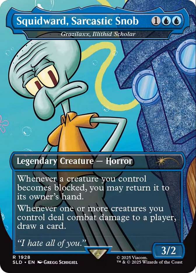 Squidward, Sarcastic Snob - Grazilaxx, Illithid Scholar (1928) - Secret Lair Drop (SLD)