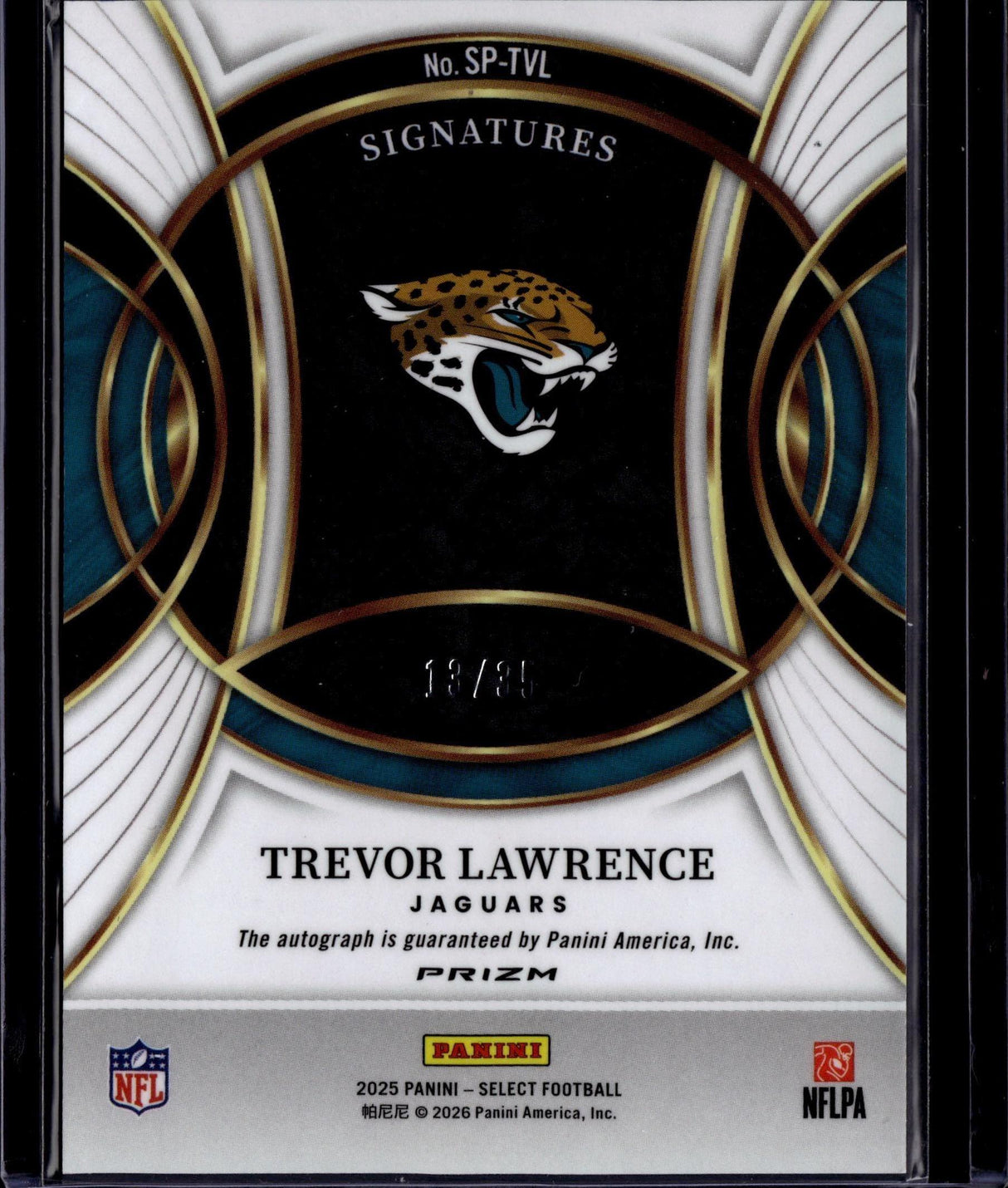 2025 Select Trevor Lawrence White Signatures Auto /35 #SP-TVL