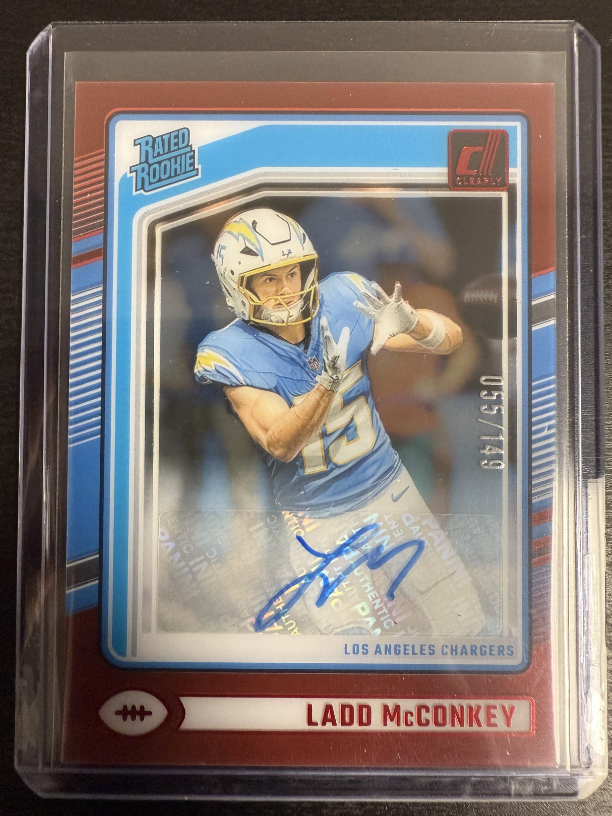 2024 Clearly Donruss #68 Ladd McConkey Clearly Rated Rookie Autographs Red #/149