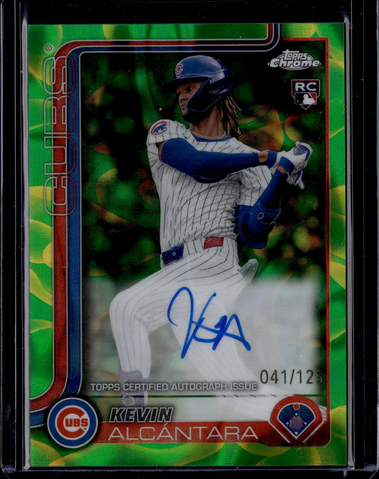2025 Topps Chrome Kevin Alcántara Rookie Lava Lamp Autographs Green Yellow /125