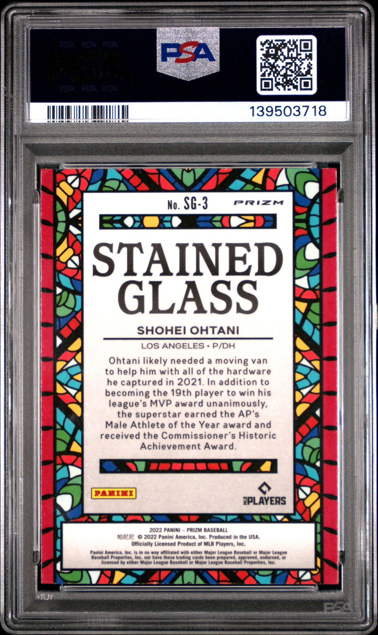 2022 Panini Prizm Stained Glass Shohei Ohtani R/W/B PSA 10