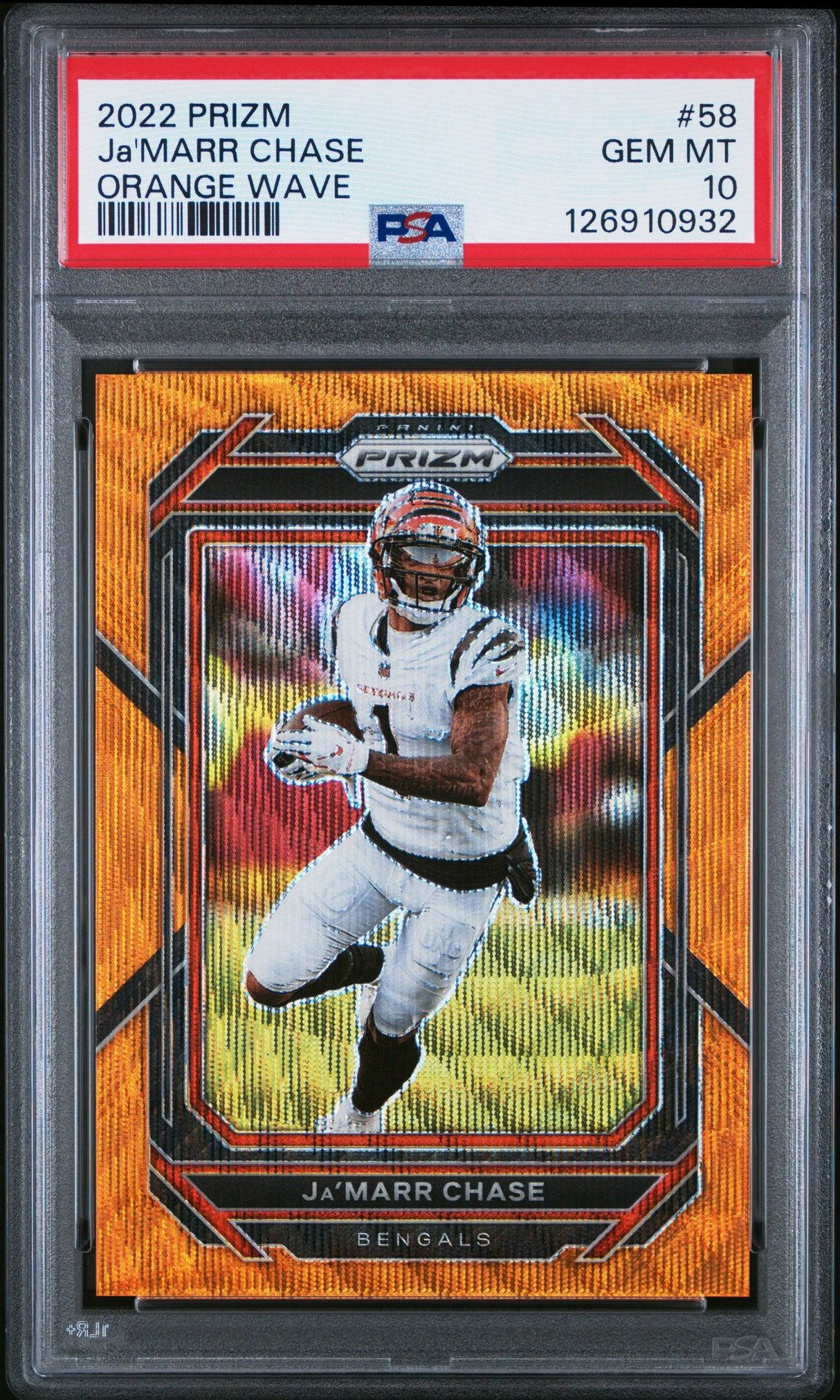 2022 Panini Prizm #58 Ja'Marr Chase Orange Wave /60 PSA 10