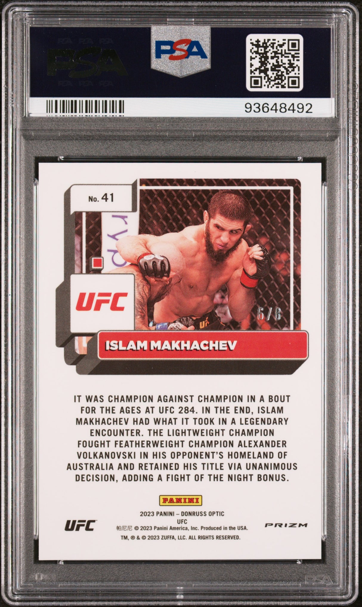 2023 Panini Donruss Optic Islam Makhachev Lucky Envelopes /8 PSA 10