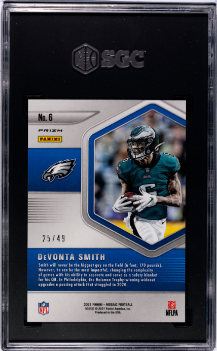 2021 Panini Mosaic #6 Devonta Smith Blue Chips Purple /49 SGC 9.5