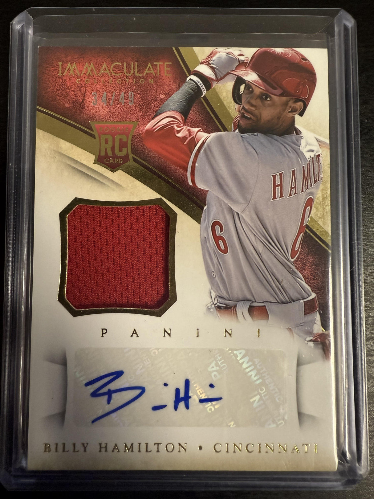 2014 Panini Immaculate #111 Billy Hamilton Rookie Autographs Materials /49