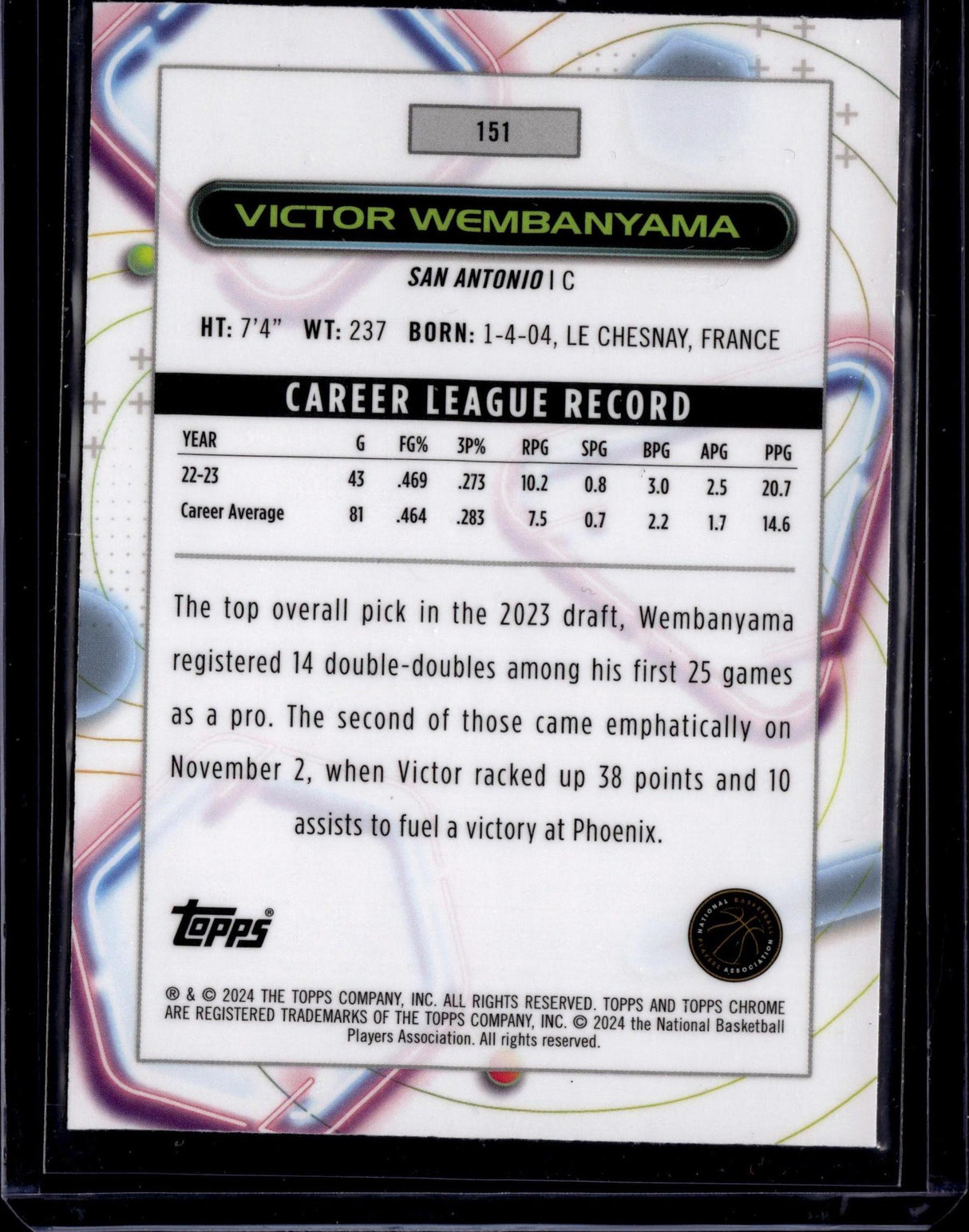 2023-24 Topps Chrome Cosmic #151 Victor Wembanyama