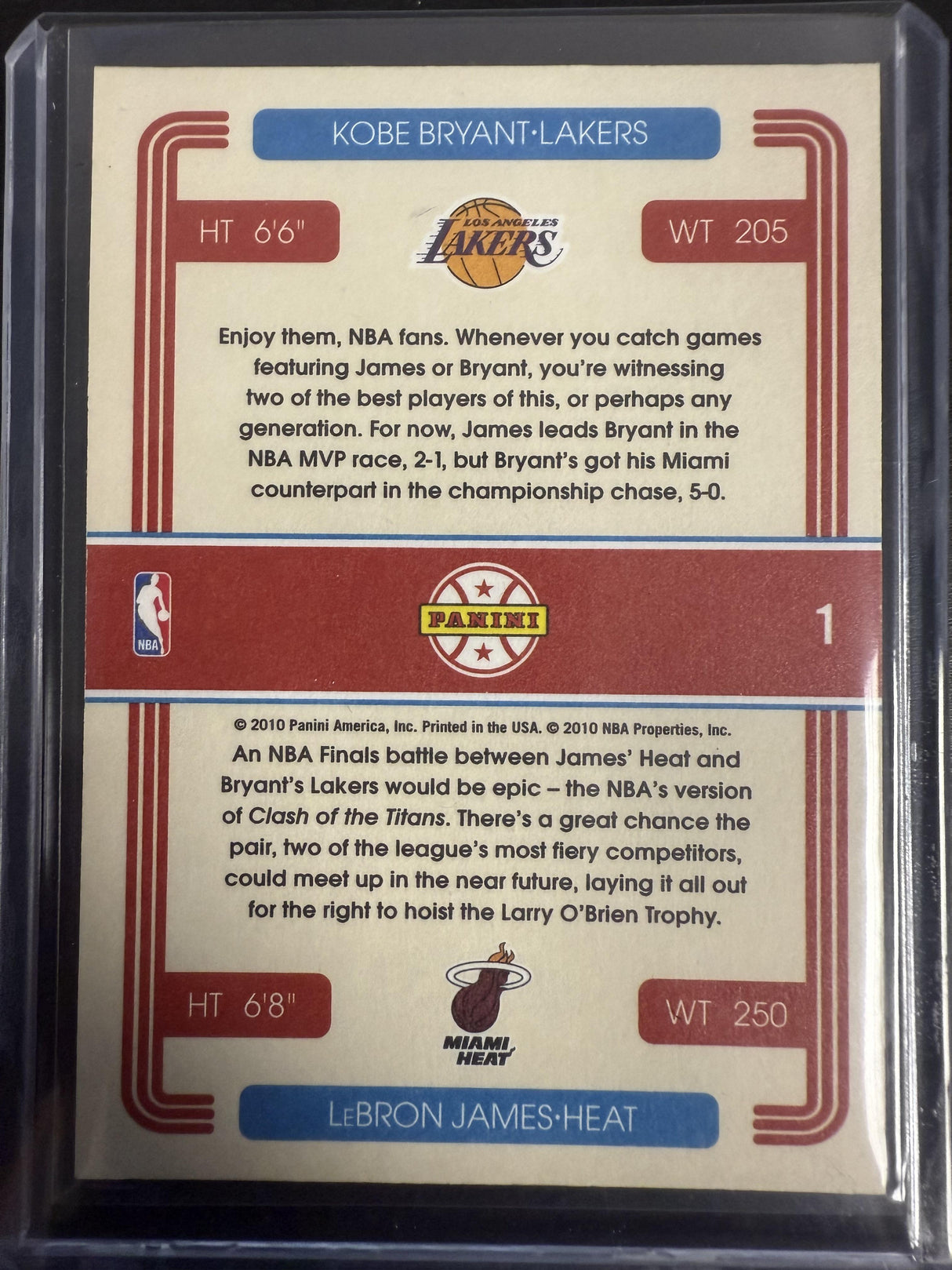 2010-11 Donruss #1 Kobe Bryant / LeBron James Duos
