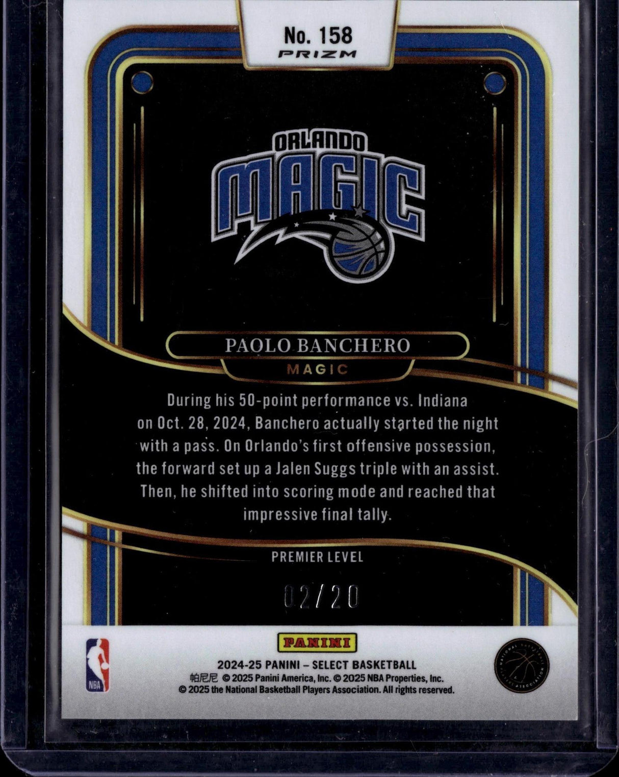 2024-25 Panini Select Paolo Banchero Multi Wave Premier Level /20