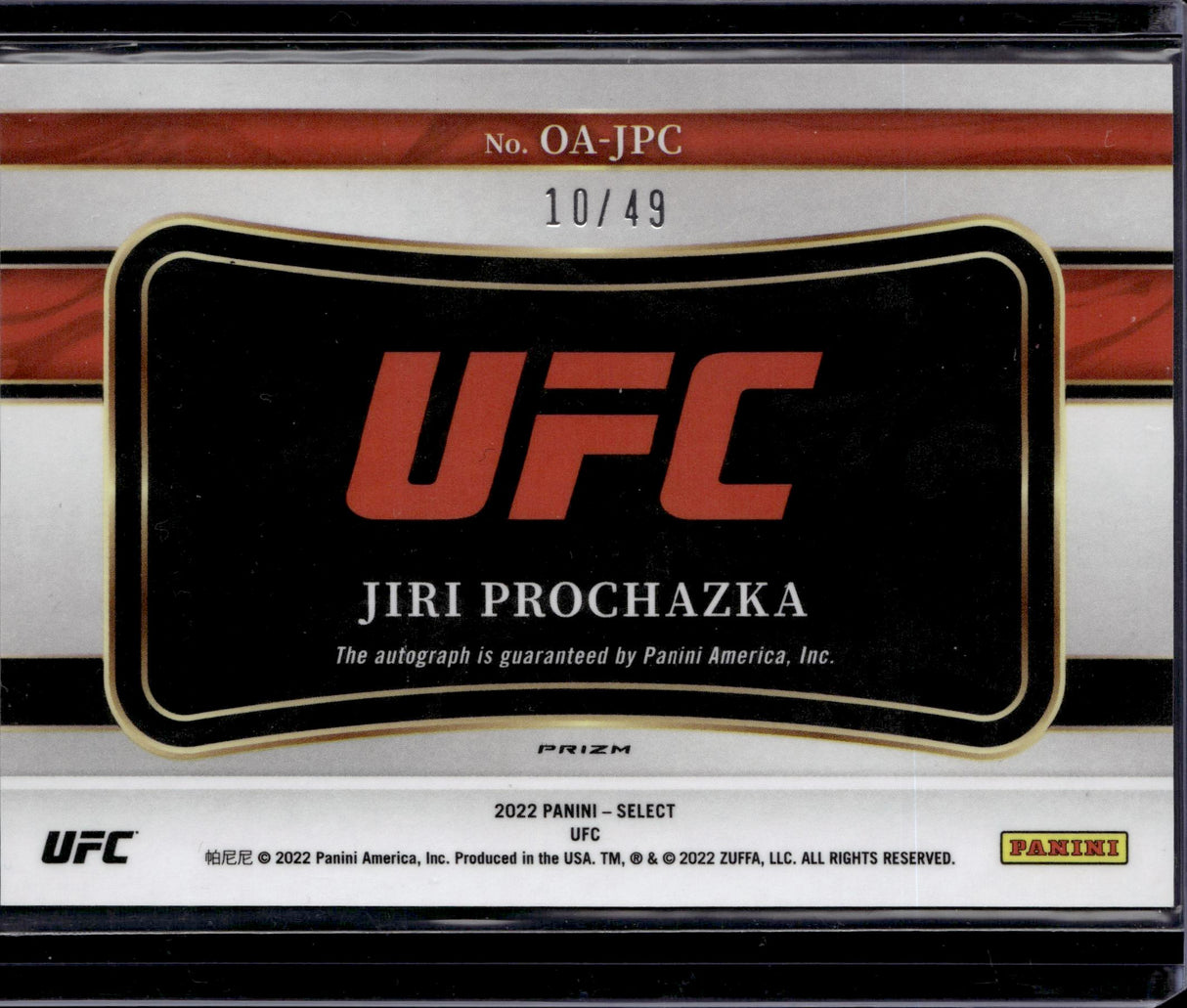 2022 Panini Select UFC Jiri Prochazka Octagon Action Signatures Blue /49