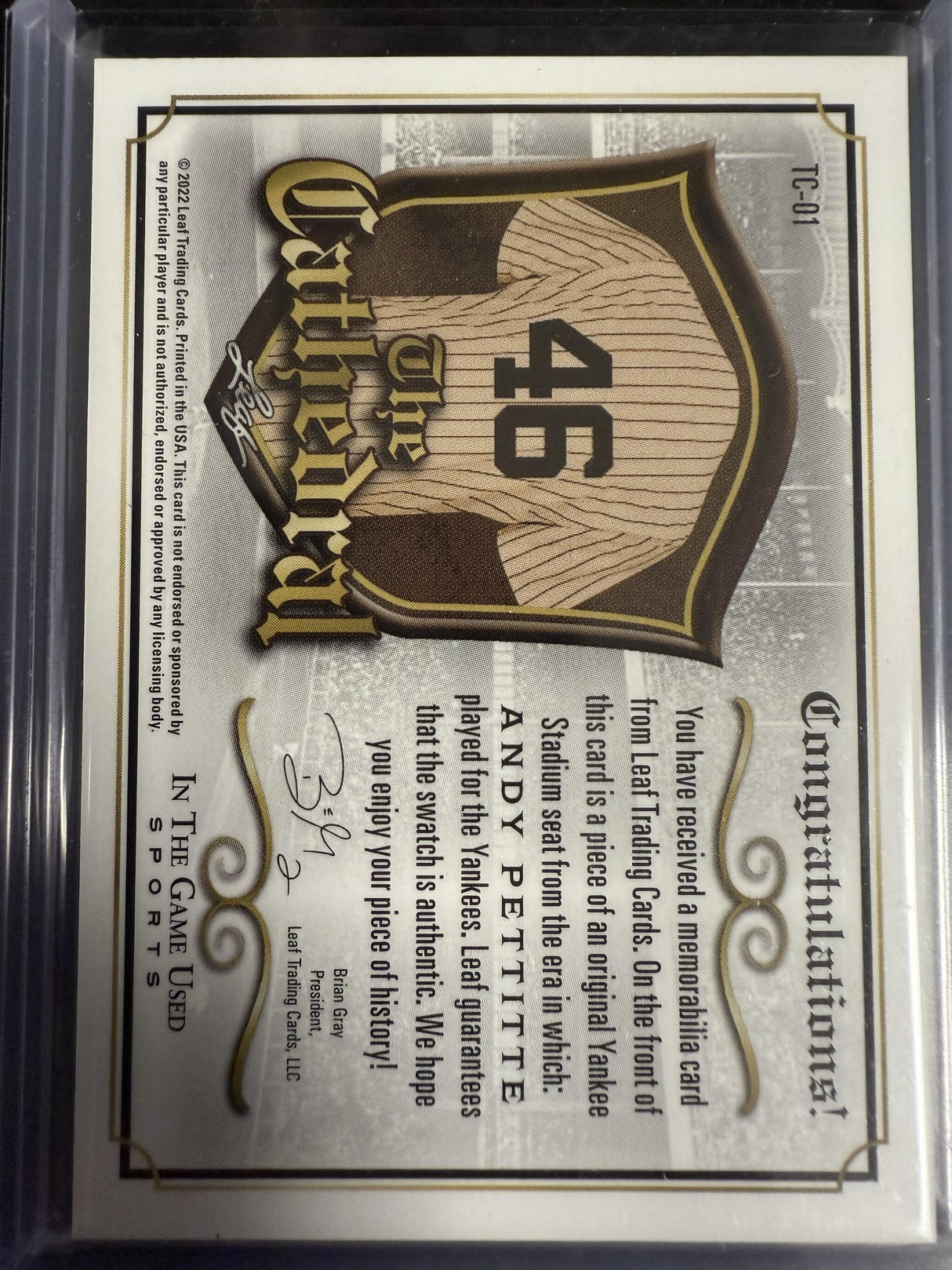 2022 Leaf In The Game Used Sports Andy Pettitte Cathedral Platinum Blue /6
