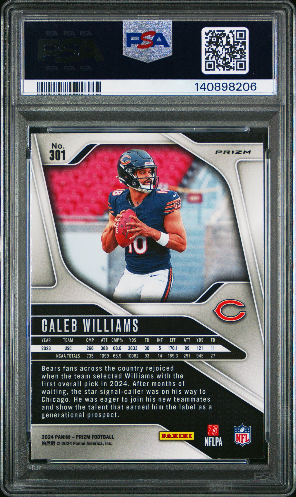 2024 Panini Prizm #301 Caleb Williams Neon Green Pulsar PSA 10