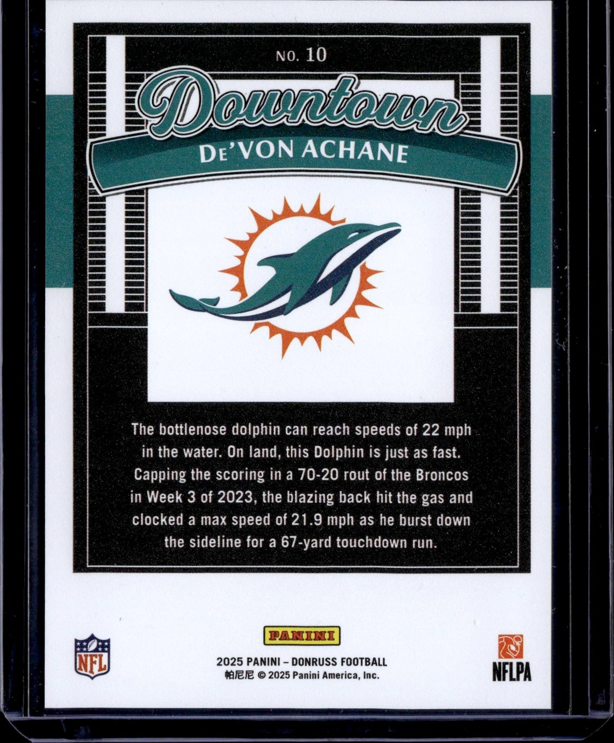 2025 Donruss #10 De’Von Achane Downtown!