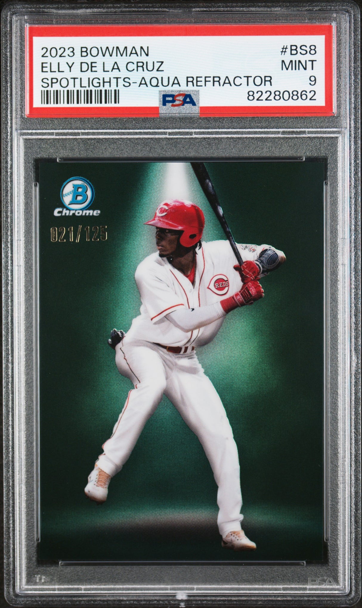 2023 Bowman Spotlights #BS8 Elly De La Cruz Spotlights-Aqua Refractor PSA 9