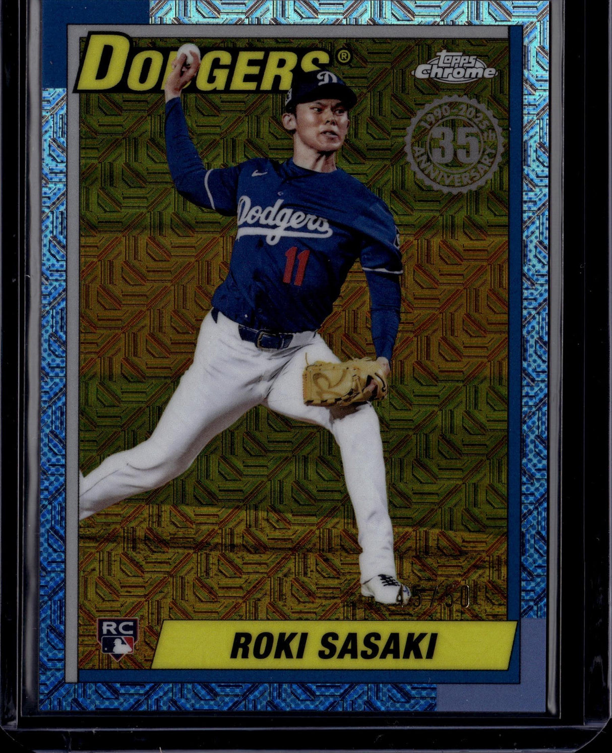 2025 Topps Roki Sasaki 1990 Topps 35th Anniversary Chrome Gold Refractor /50