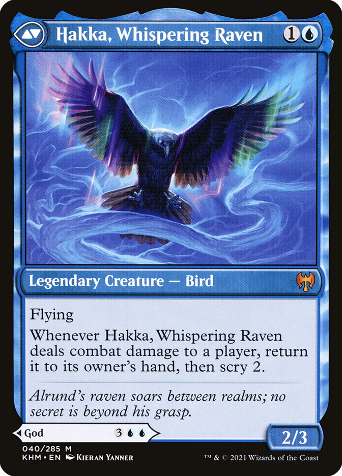 Alrund, God of the Cosmos // Hakka, Whispering Raven (40) - Kaldheim (KHM)