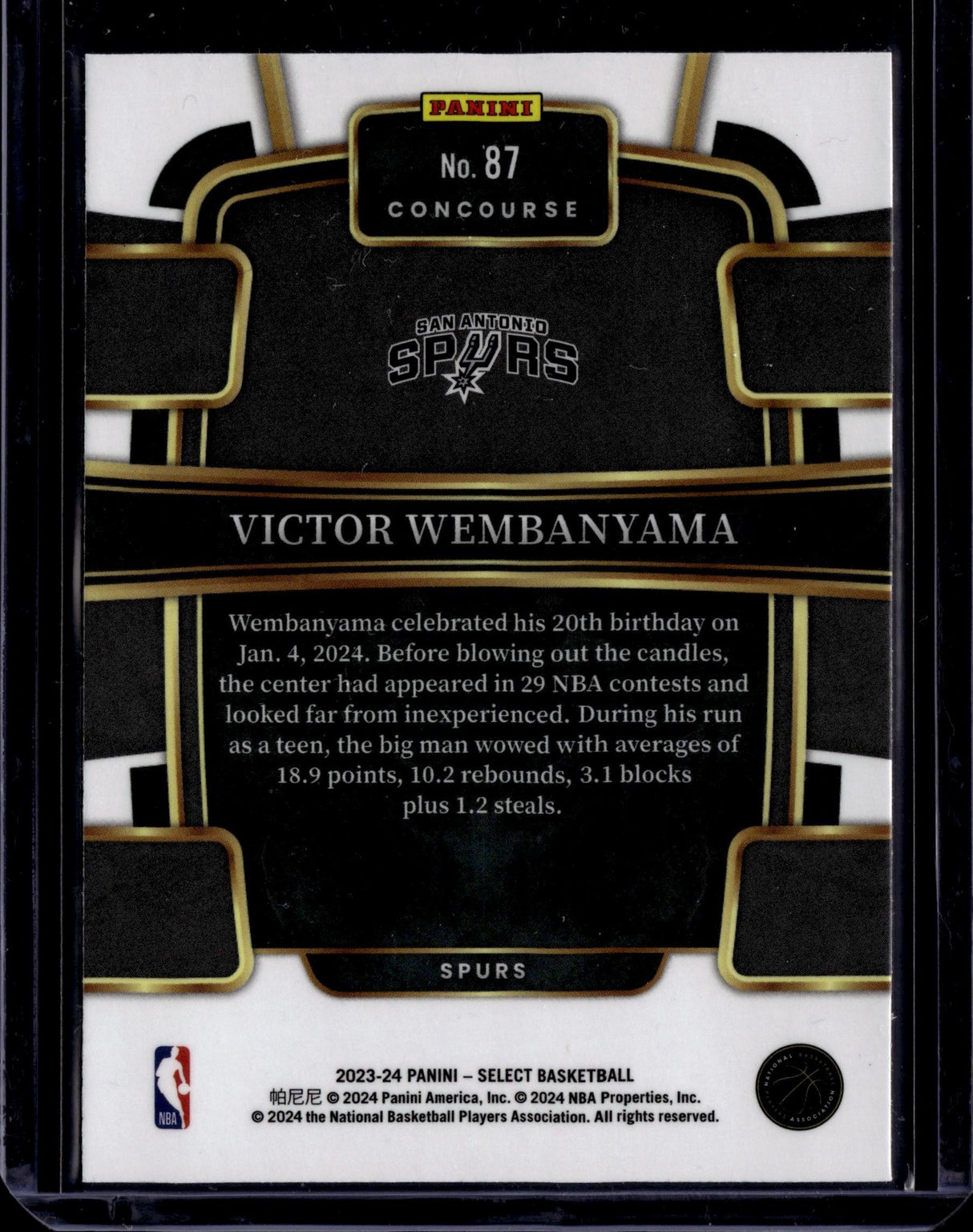 2023-24 Panini Select #87 Victor Wembanyama Blue (Retail Base)