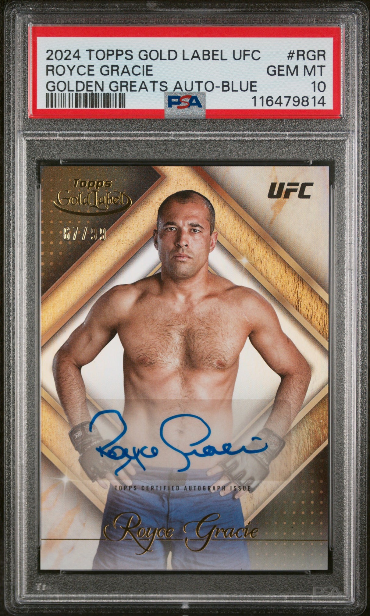 2024 Topps Gold Label Royce Gracie Golden Greats Auto /99 PSA 10