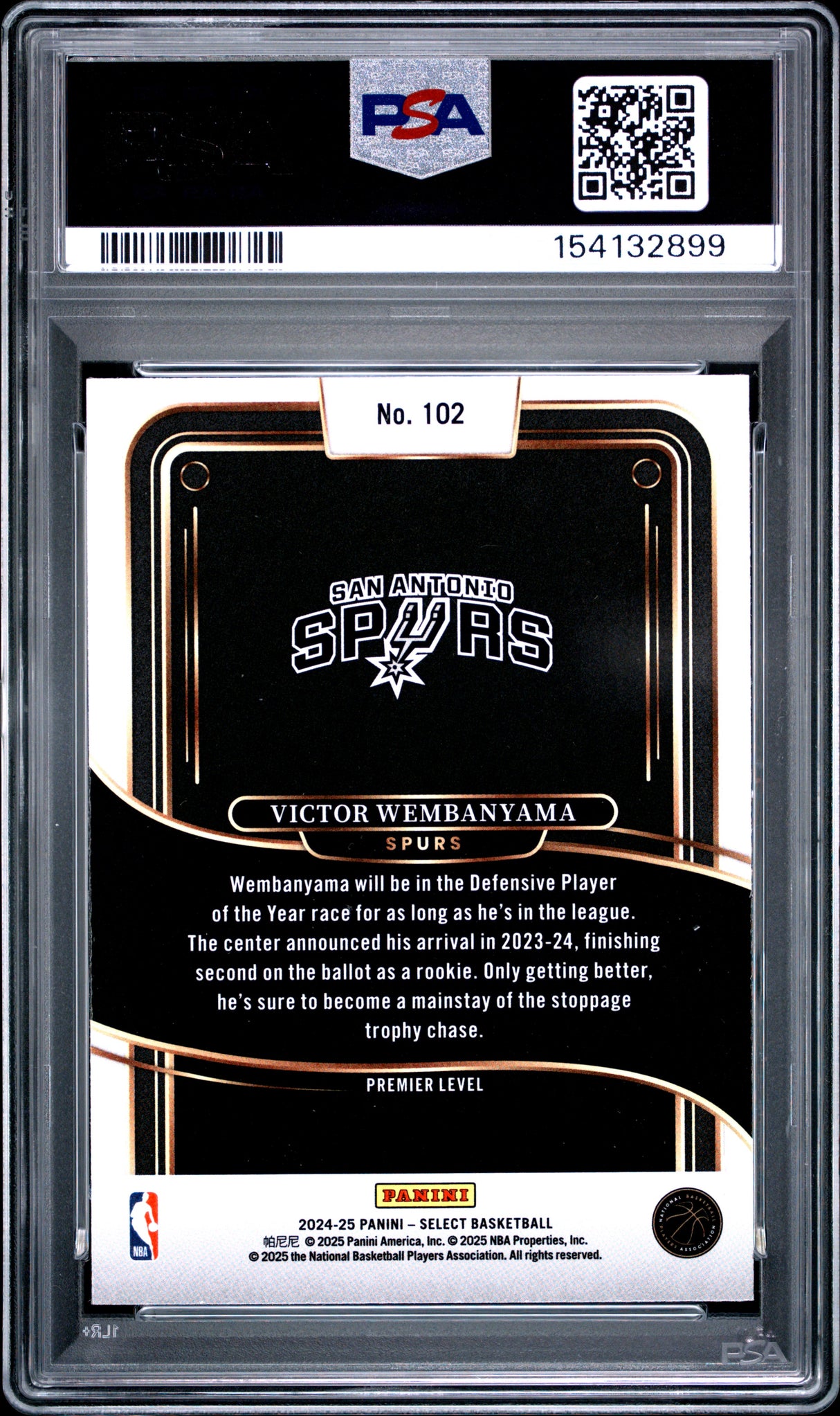 2024 Panini Select #102 Victor Wembanyama Blue PSA 10