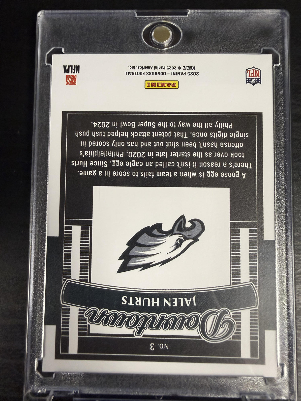 2025 Donruss #3 Jalen Hurts Horizontal Downtown!