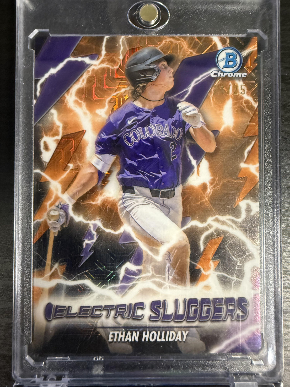 2026 Bowman Ethan Holliday Electric Sluggers Orange Mojo Refractor /25