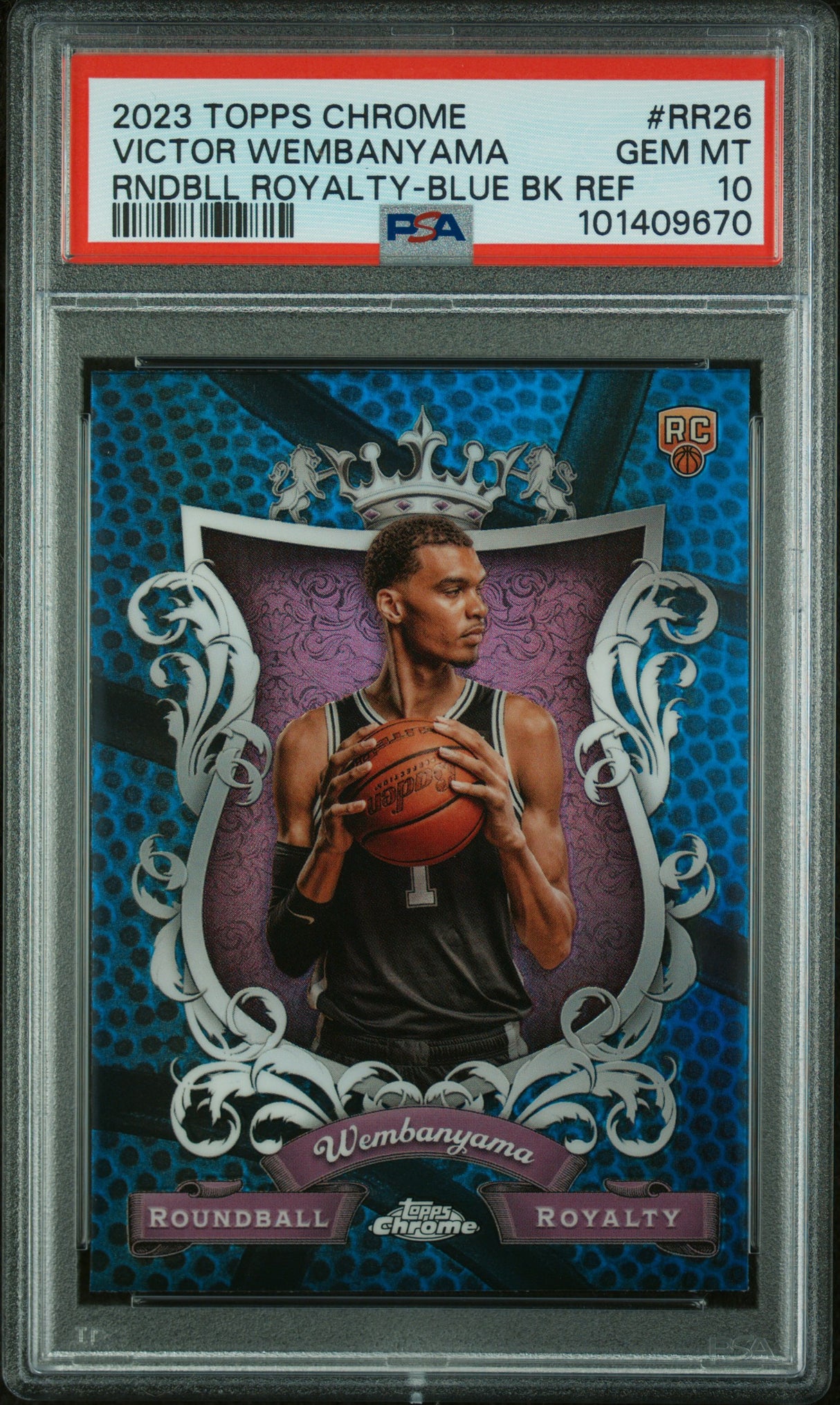 2023 Topps Chrome Roundball Royalty Victor Wembanyama Blue PSA 10
