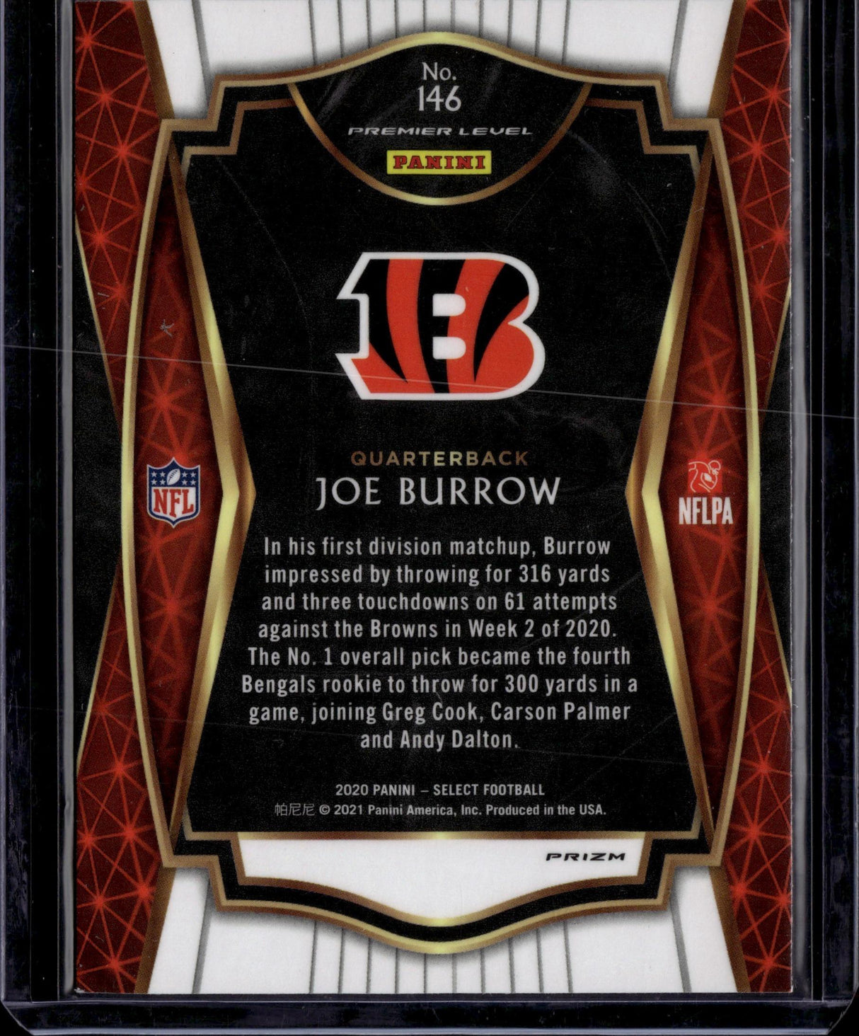 2020 Panini Select #146 Joe Burrow Silver Prizm