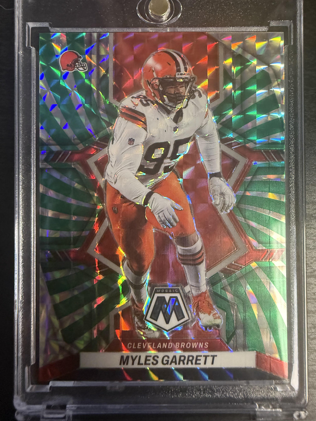 2022 Panini Mosaic #50 Myles Garrett Mosaic Green Swirl