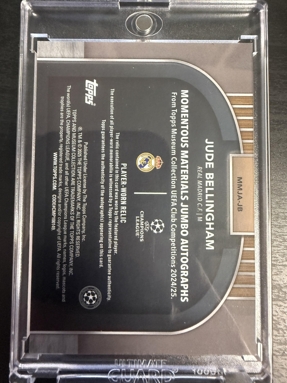2021-22 Topps Museum Collection Jude Bellingham Momentous Material Auto Gold /50