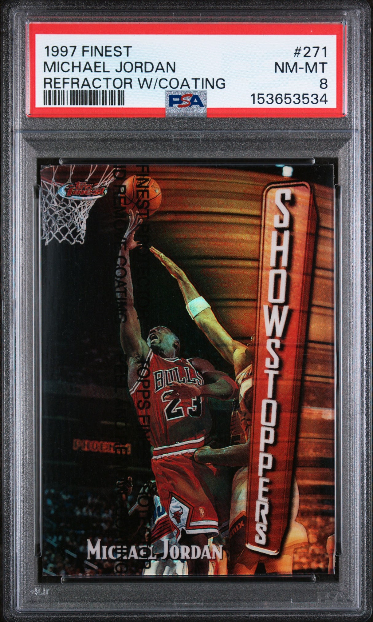 1997 Finest #271 Michael Jordan Refractor W/Coating PSA 8