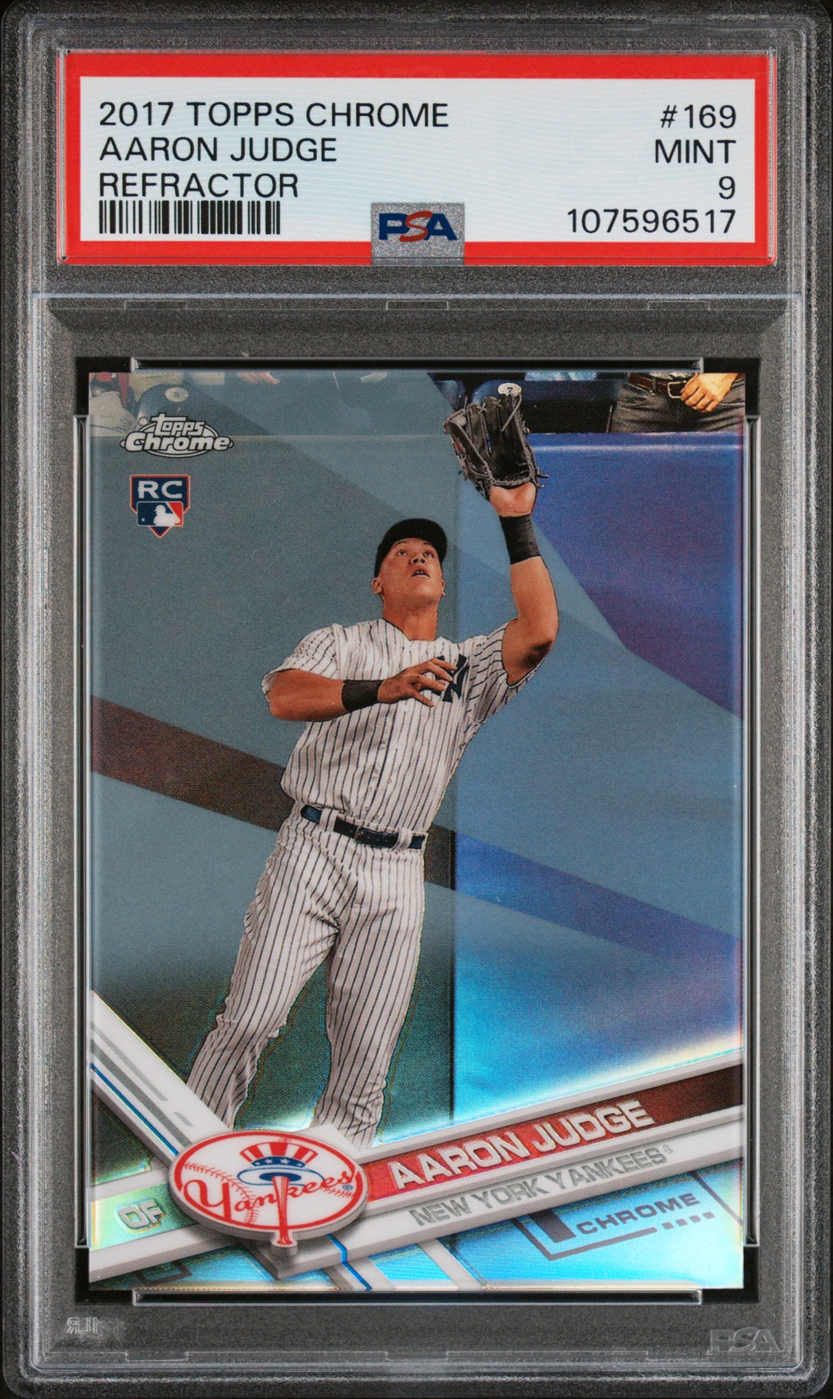 2017 Topps Chrome #169 Aaron Judge Refractor PSA 9