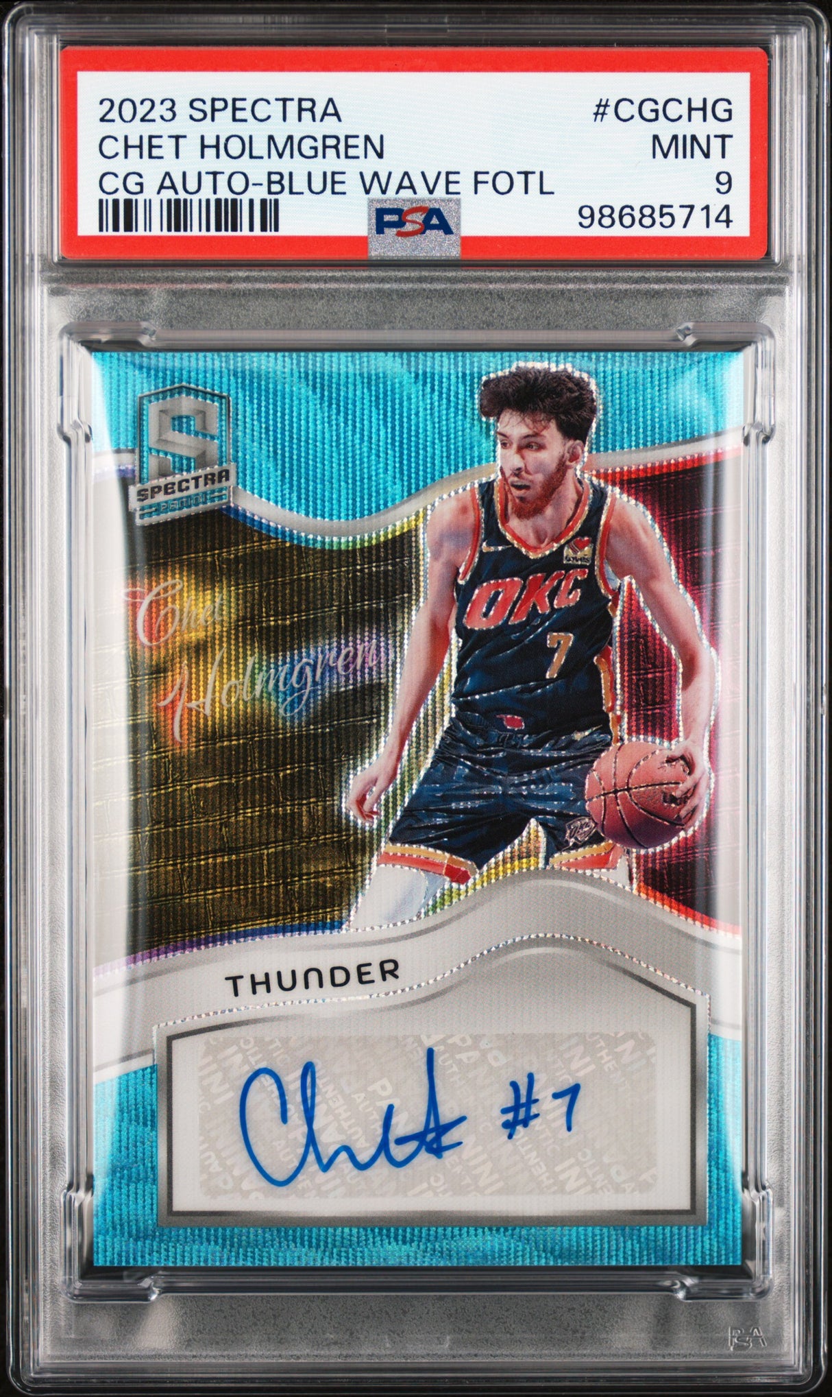 2023 Panini Spectra Colorgraphs Chet Holmgren Auto Blue Wave /20 PSA 9