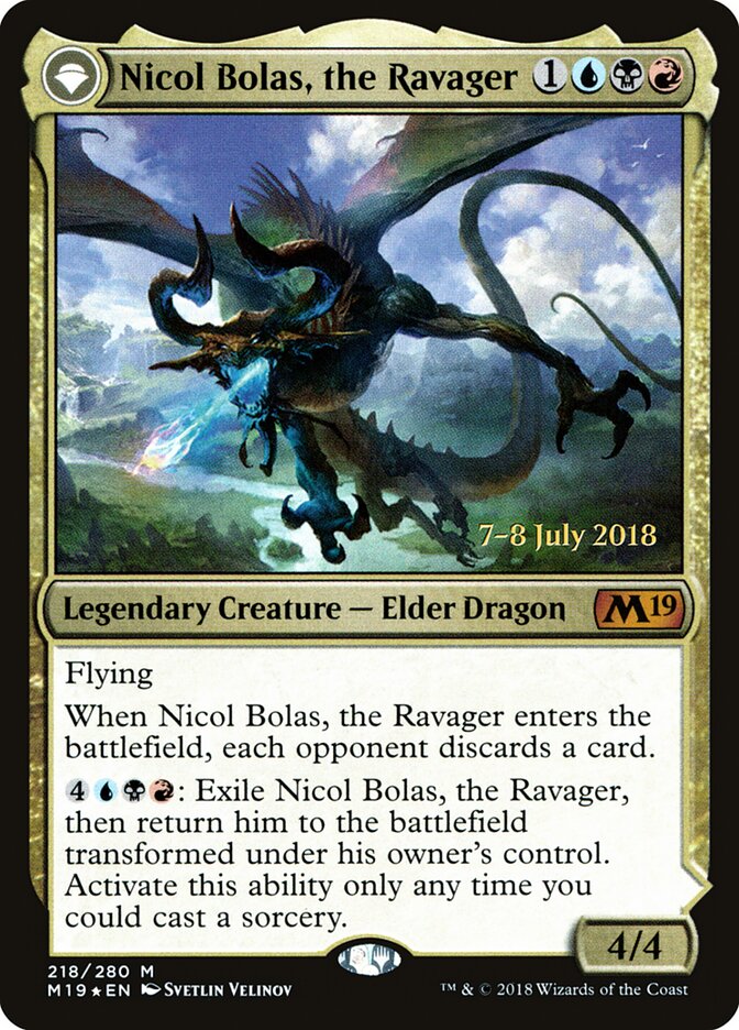 Nicol Bolas, the Ravager // Nicol Bolas, the Arisen (218s) - Core Set 2019 Promos (PM19)