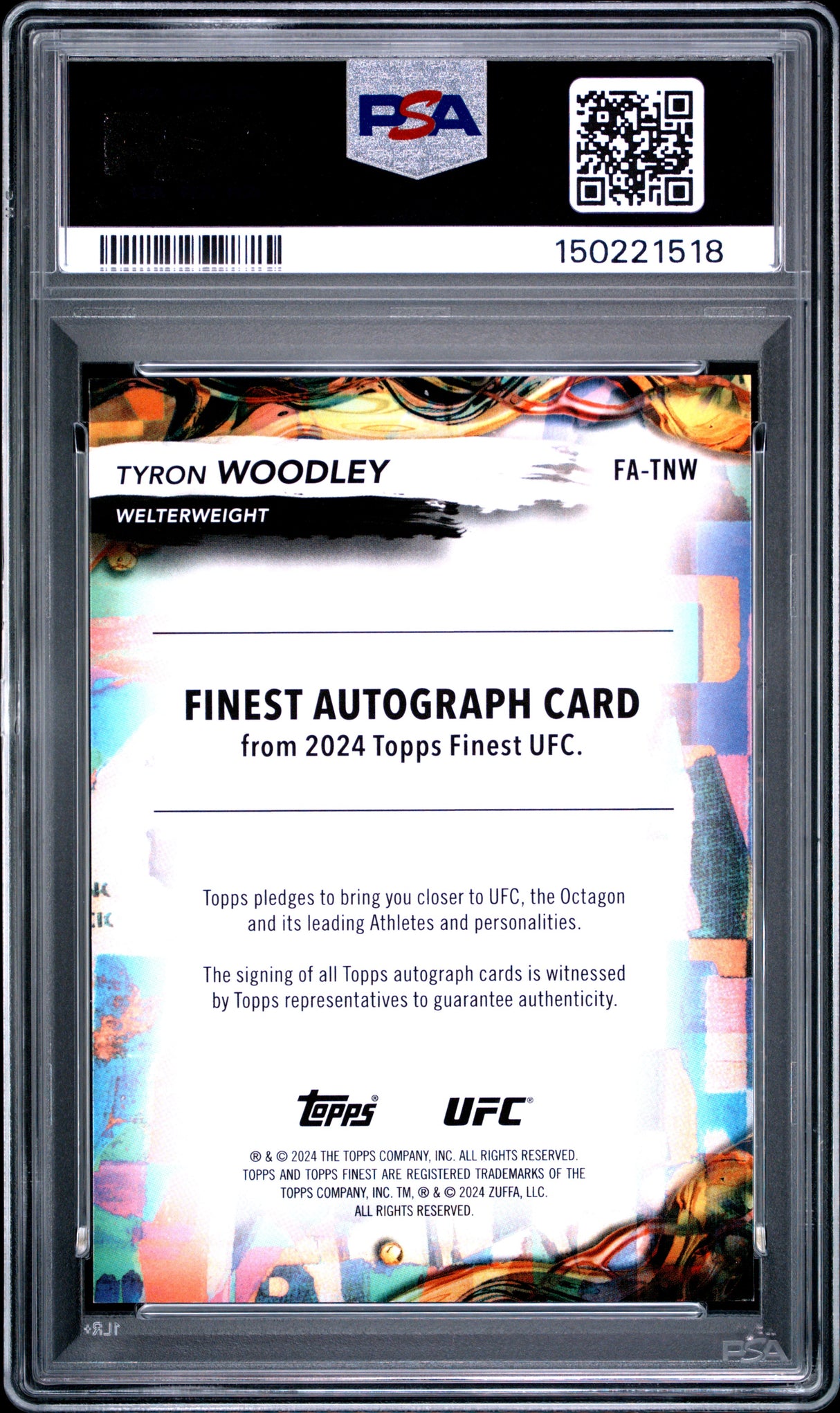 2024 Topps Finest Tyron Woodley Auto Gold Shimmer /39 PSA 9