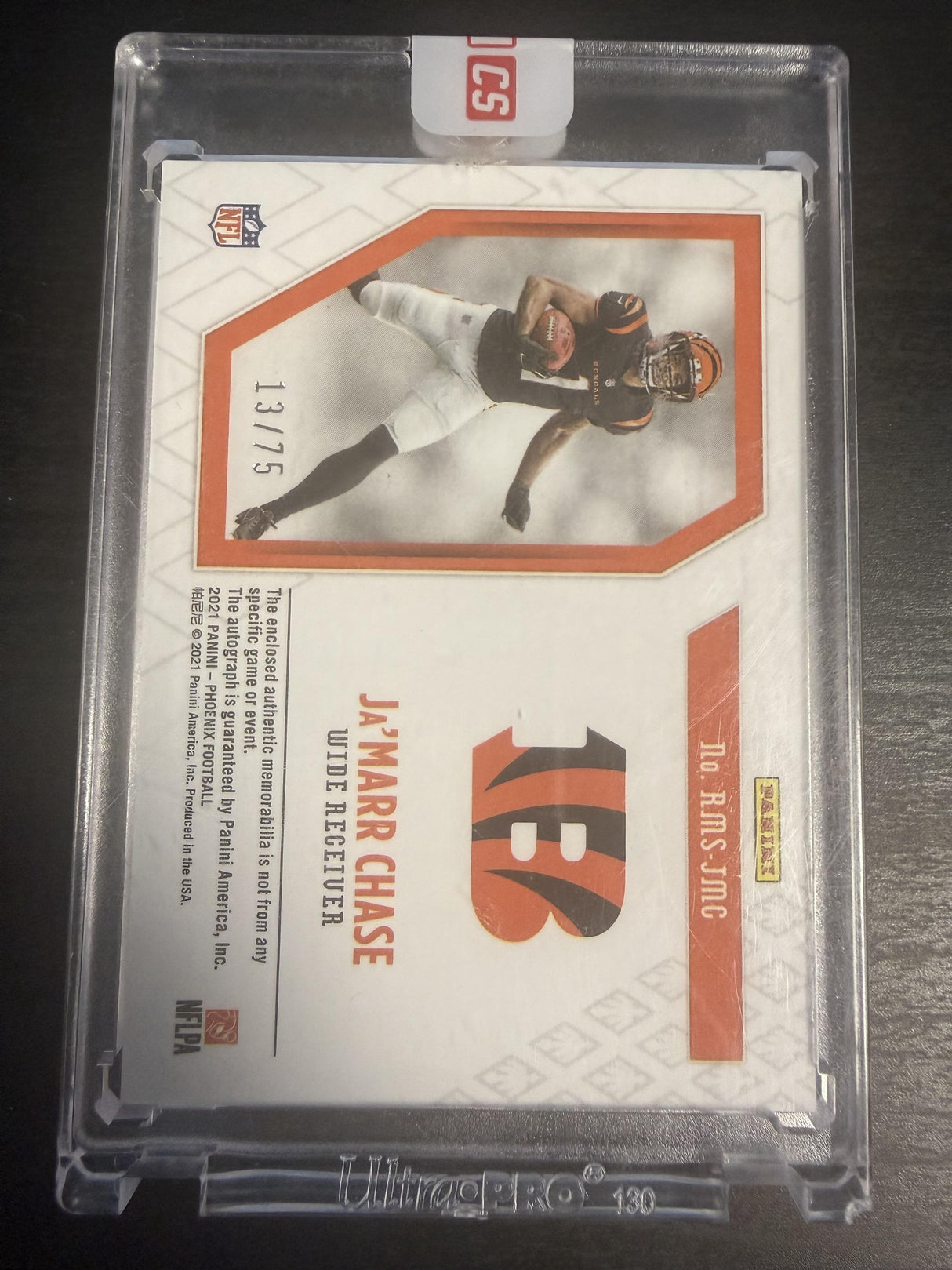 2021 Phoenix Ja'Marr Chase Rising Rookie Material Signature Football /75