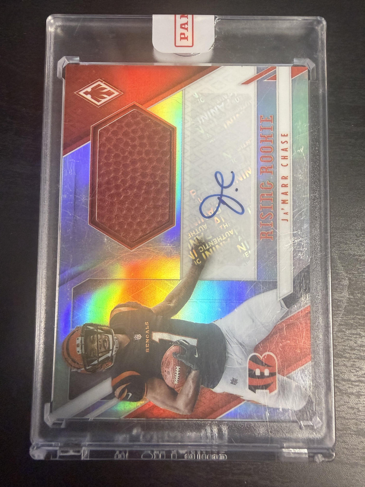 2021 Phoenix Ja'Marr Chase Rising Rookie Material Signature Football /75