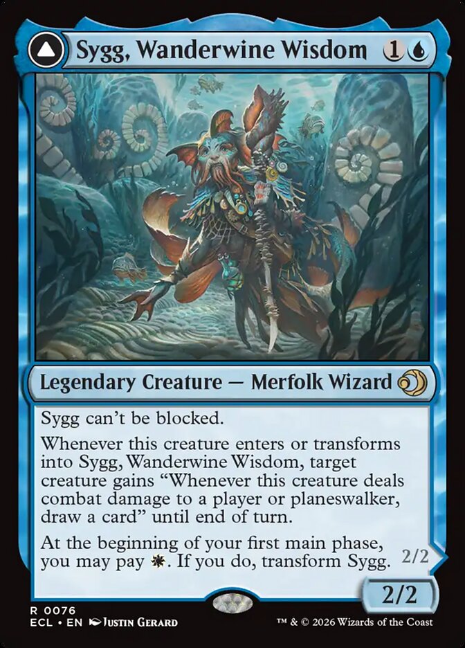 Sygg, Wanderwine Wisdom // Sygg, Wanderbrine Shield (76) - Lorwyn Eclipsed (ECL)
