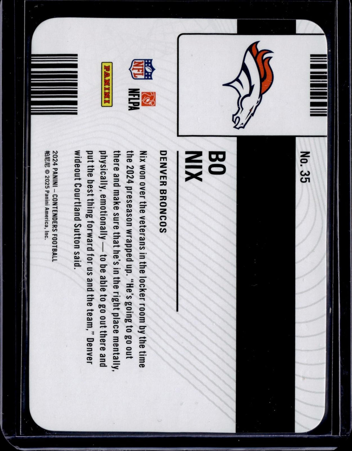 2024 Panini Contenders #35 Bo Nix Permit to Dominate