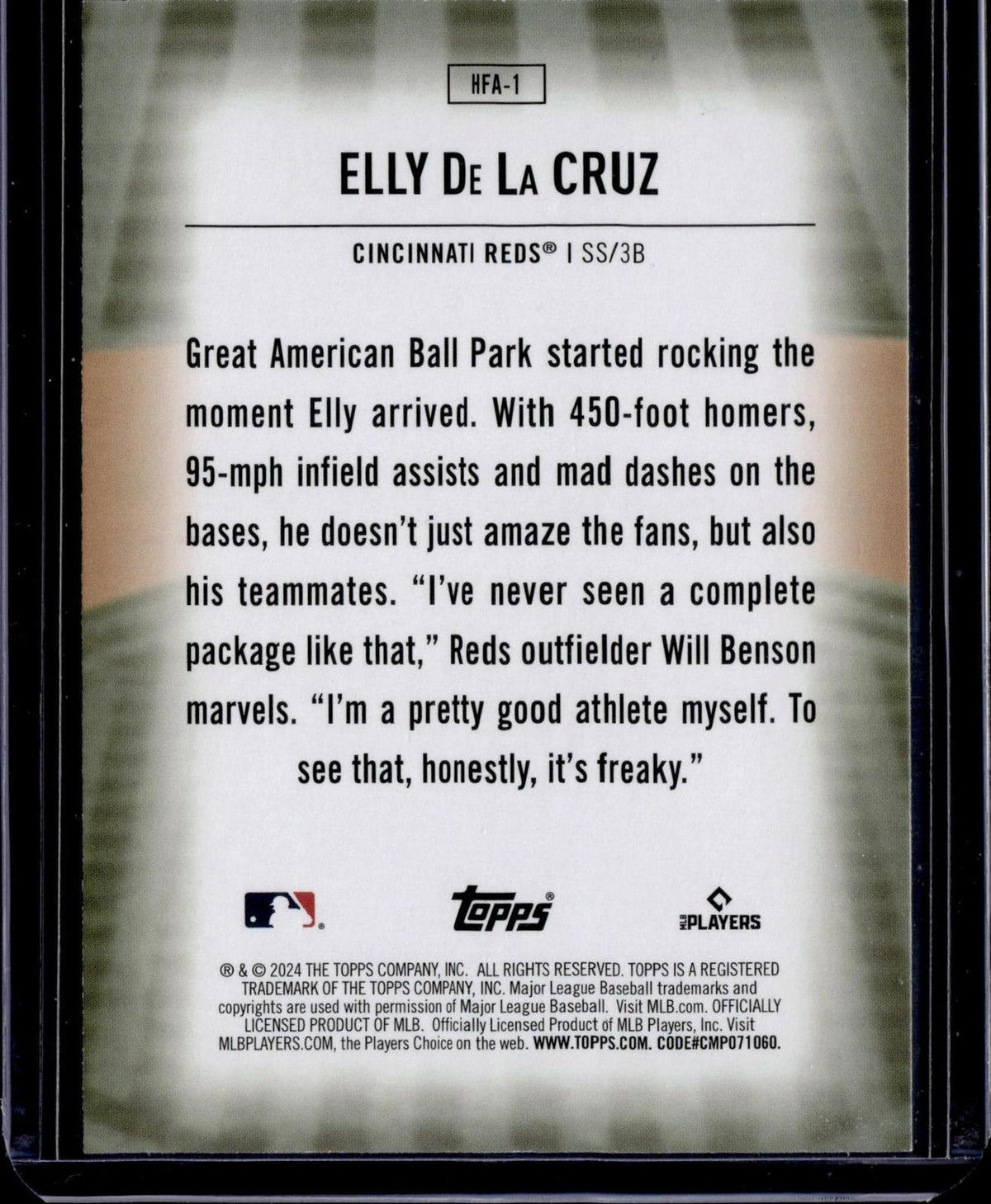 2024 Topps #HFA-1 Elly De La Cruz Home Field Advantage