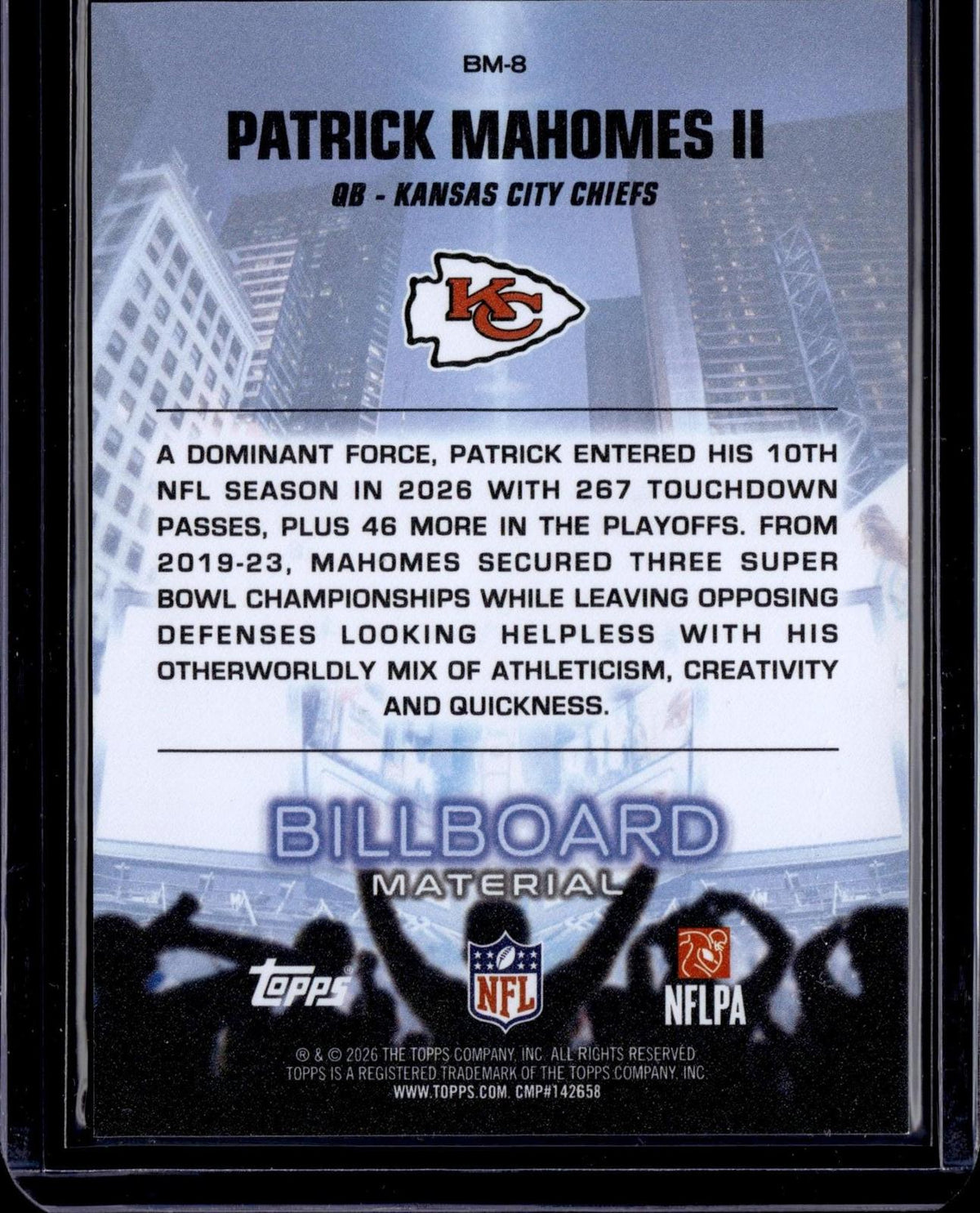 2026 Topps Flagship #BM-8 Patrick Mahomes II Billboard Material