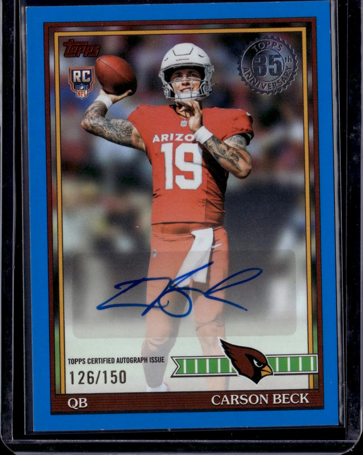 2026 Topps Flagship Carson Beck 1991 35th Anniversary Rookie Auto Blue /150