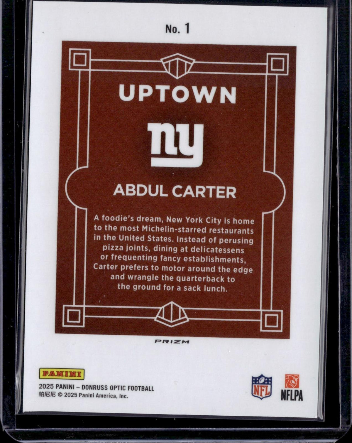 2025 Donruss Optic #1 Abdul Carter Uptown